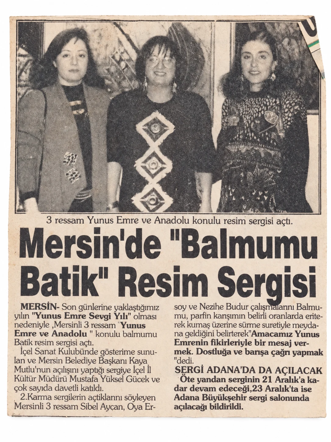 Hadra Nezihe Budur arşivinden basın belgesi